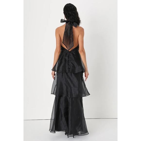 Lulus Maxi Tiered Black  Dress - Picture 6 of 8